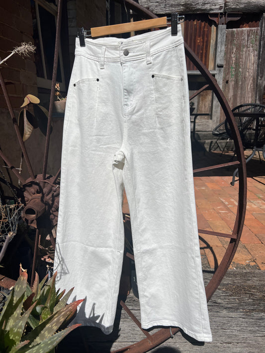 White Women's Wide Leg Jeans