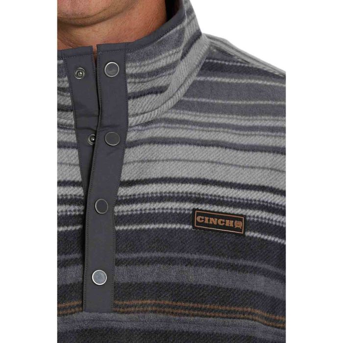 Cinch Men's Charcoal Stripe Polar Fleece 1/4 Snap Pullover Charcoal