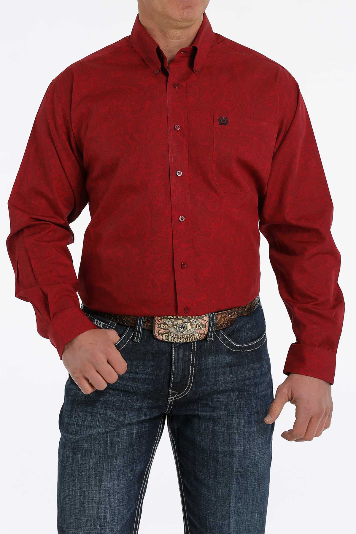 Cinch Men's Western Shirt L/S Garth Brooks Sevens S Burgundy HTW4002002 sml