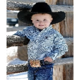 Cinch Boy's Geo Print Long Sleeve Button-Down Western Shirt Cream 2t