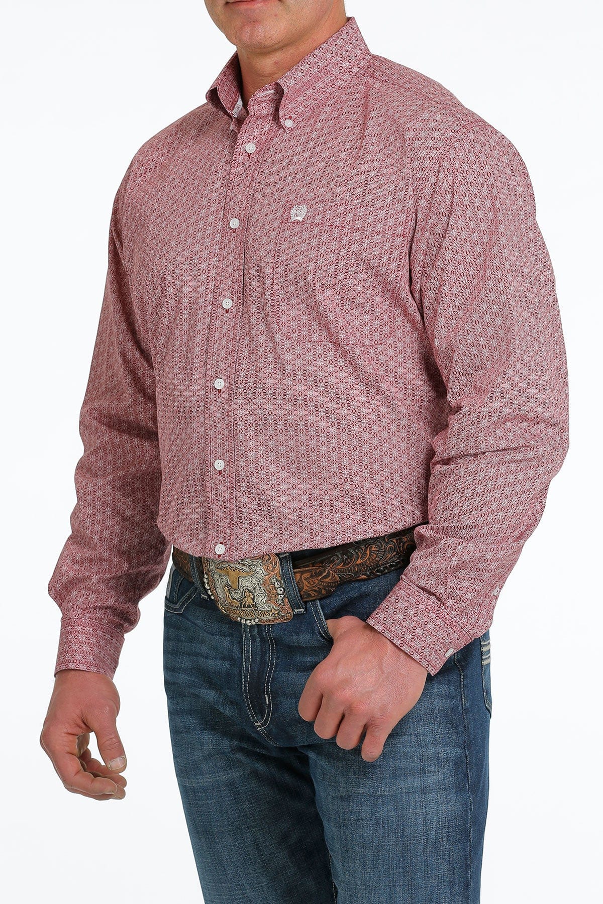 Cinch Men's Geometric Print L/S Button Down Shirt