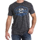 Cinch Men's Shield Cotton-Poly Jersey Tee, Heathered Black/Grey