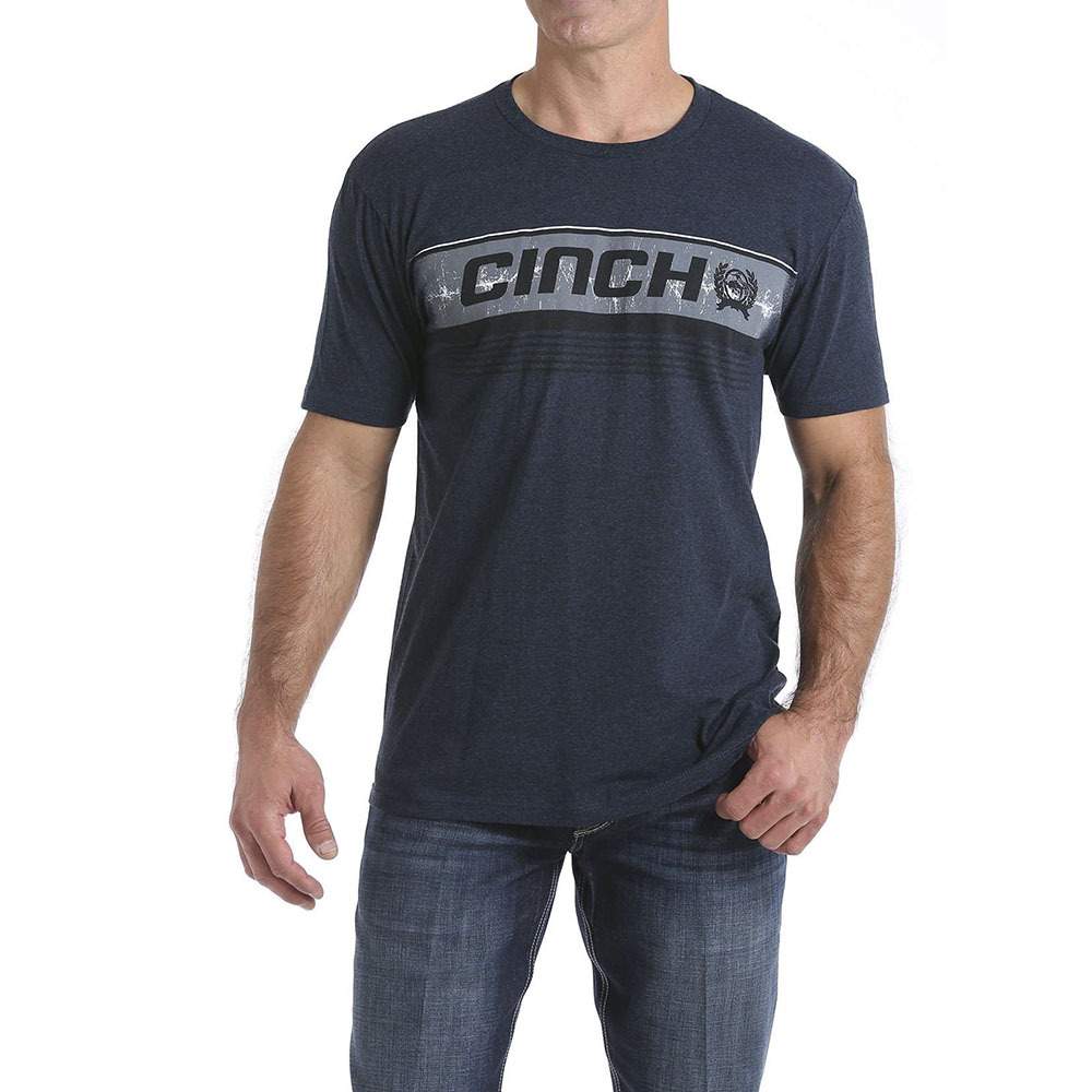 Cinch Men's Heather Navy Graphic Tee Style MTT1690375