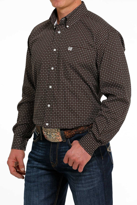 Cinch Men's Long Sleeve Geometric Print